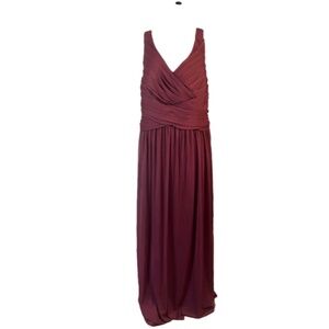 David’s Bridal - Size 20 Mesh‎ Long bridesmaid dress with crisscross back - Wine